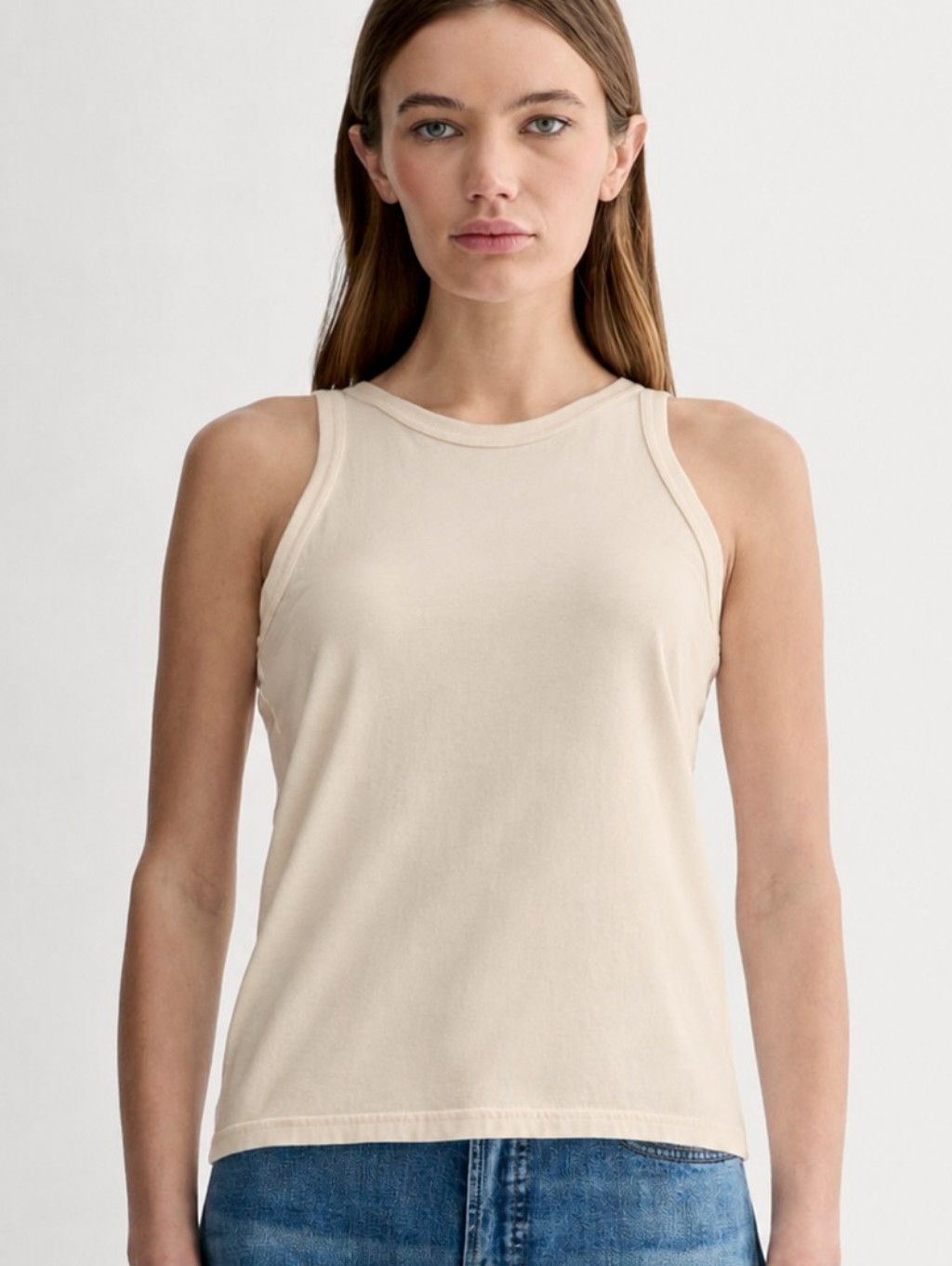 Everlane The Tank In Essential Cotton Light Beige, Large (C8)